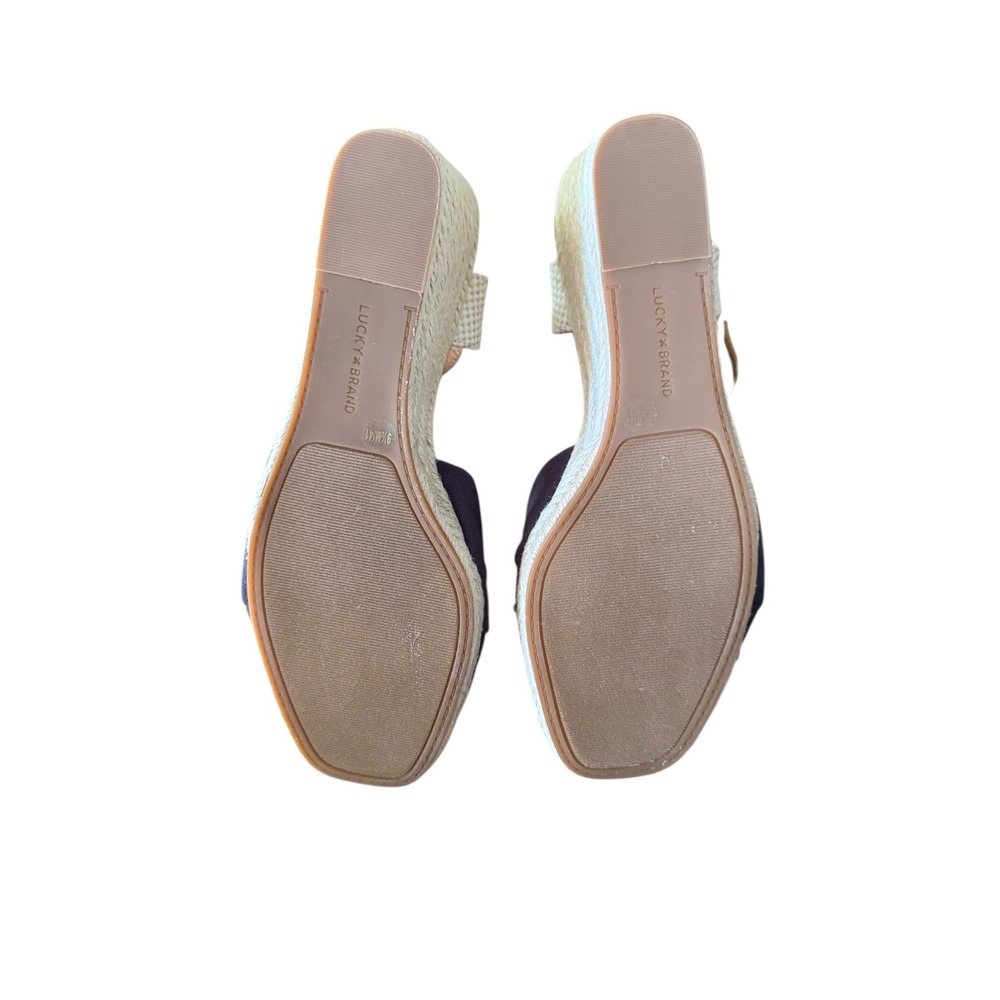 Lucky Brand Macrimay Women's Indigo Blue Canvas Espadrille Wedge Sandals 9.5 NWT - Picture 6 of 7